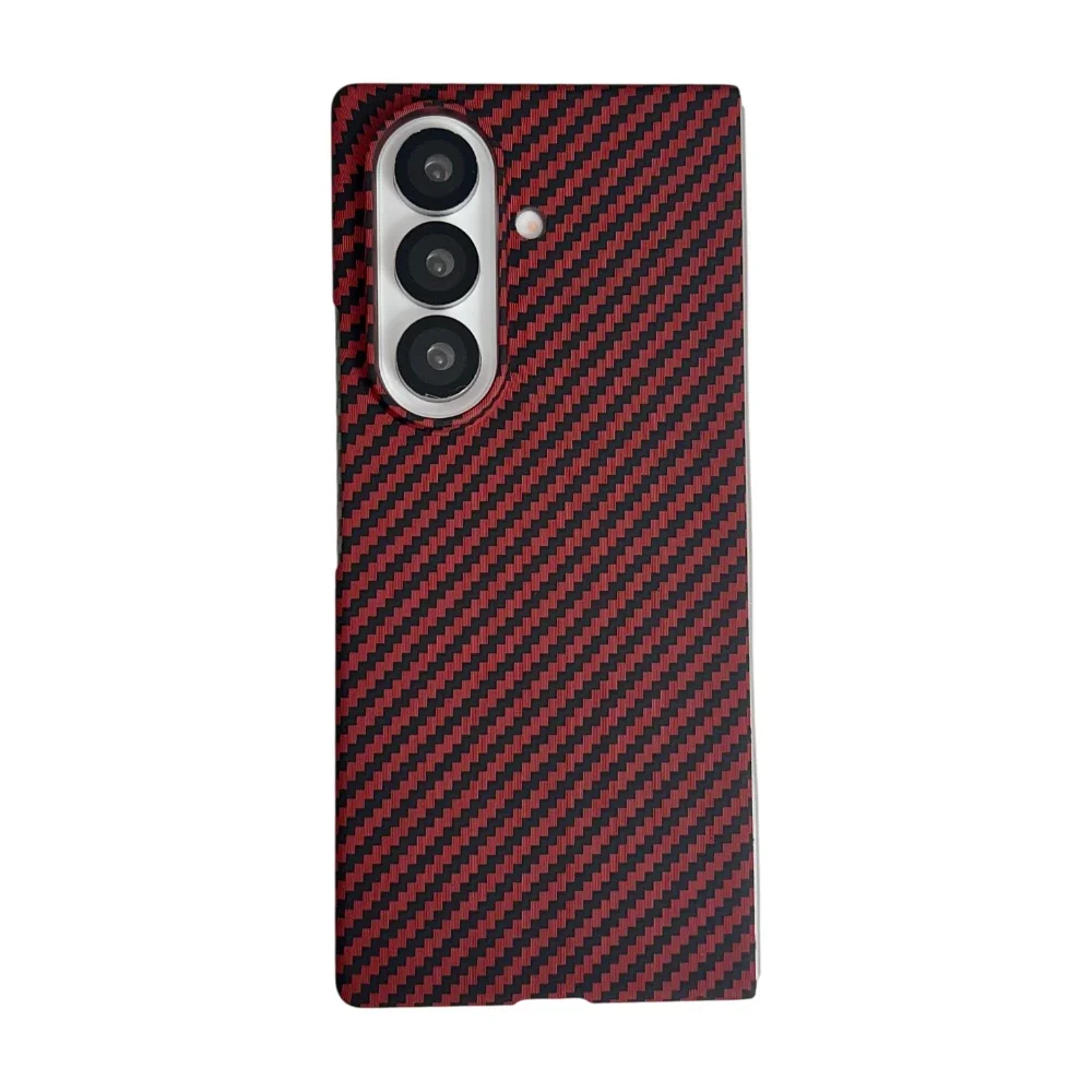 (rojo, Galaxy Z Fold4) Funda Para Teléfono Premium Con Textura De Fibra De Carbono Y Kevlar, Resistente A Caídas Y Con Carga Magnética Invisible.