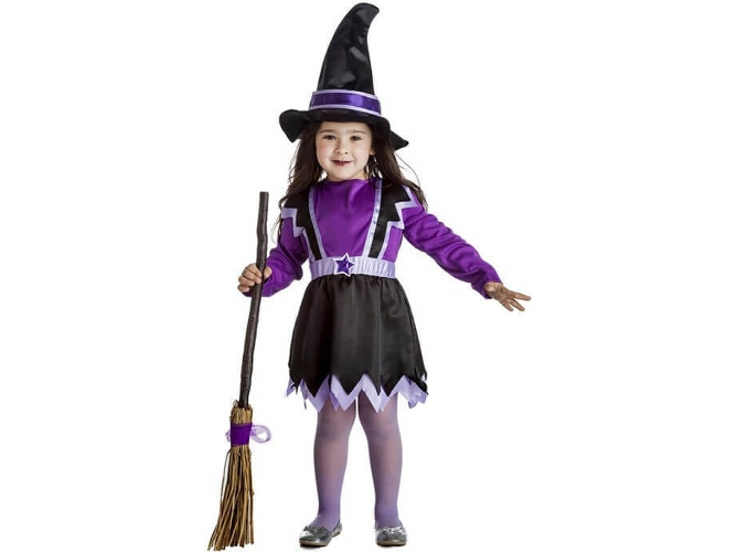 Disfraz de Niña DISFRAZZES Bruja Lila (Talla: 3 a 4 años)