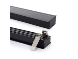 Perfil de Aluminio Empotrable XL para Tiras LED Hasta 45 mm con Cubierta Negra Continua 2 m Negro Translúcido Ledkia