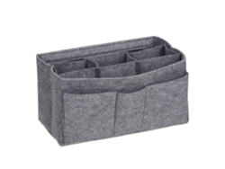 Relaxdays Organizador De Bolsos, De Fieltro, Muchos Compartimentos, Separador Extraíble, Tamaño L, Gris Oscuro