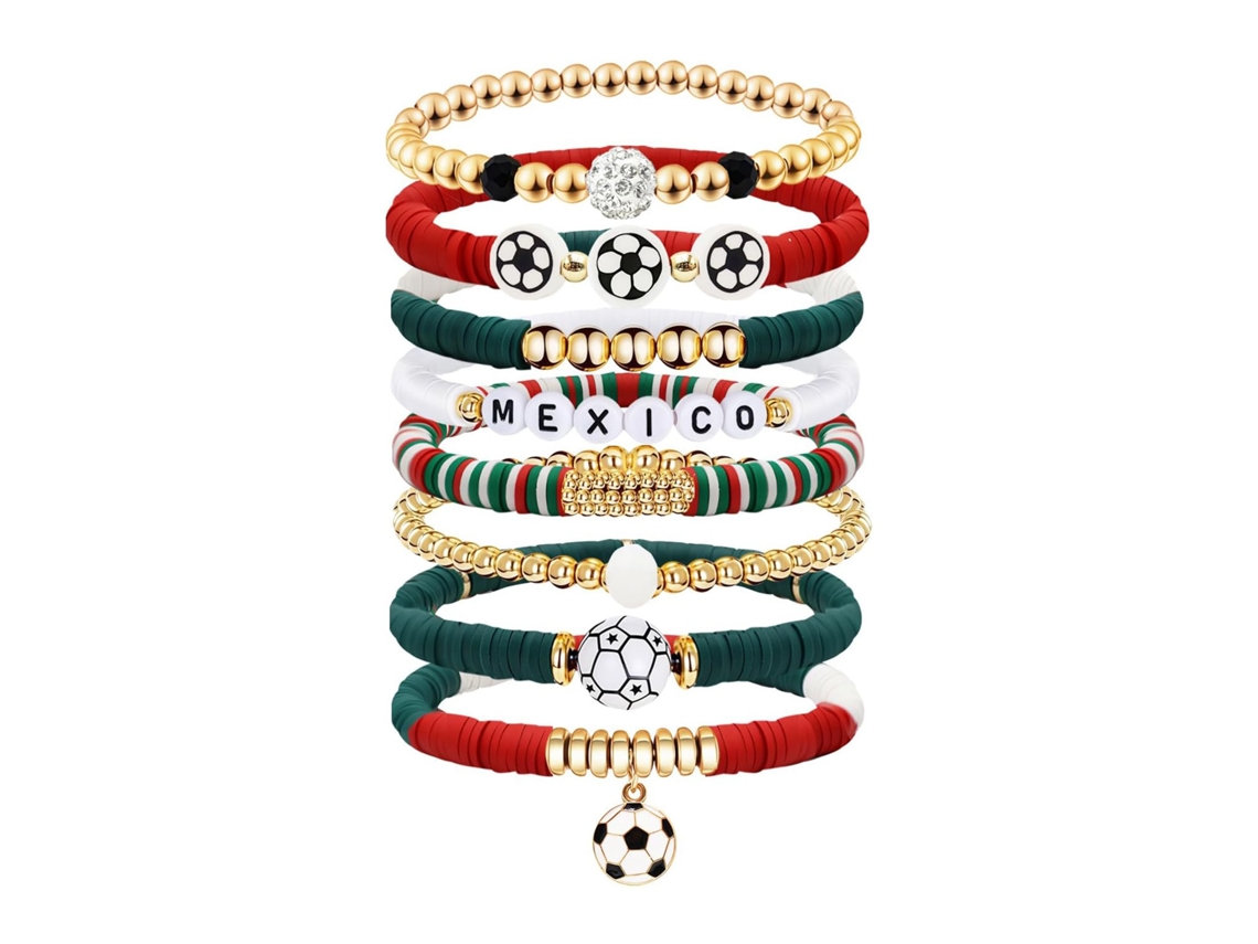 Pulsera De Fútbol Para Mujer Para El Día Del Partido, Pulsera Elástica Apilable Con Cuentas, Estilo 4 Siurn