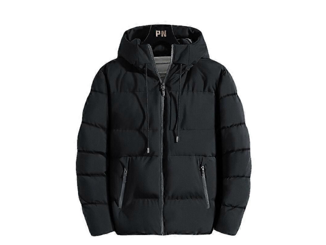 Chaqueta De Invierno Casual Con Capucha Para Hombres Abrigo De Algodón Relleno Talla Xl Negro Xl Negro