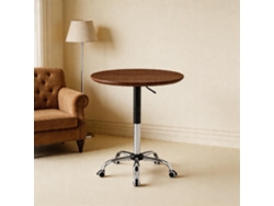 Mesita Auxiliar Giratoria, Regulable En Altura, De Madera De Nogal, 70 Cm.