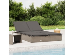Tumbona 2 personas Mueble para patio Asiento de jardín ratán sintético con cojines gris