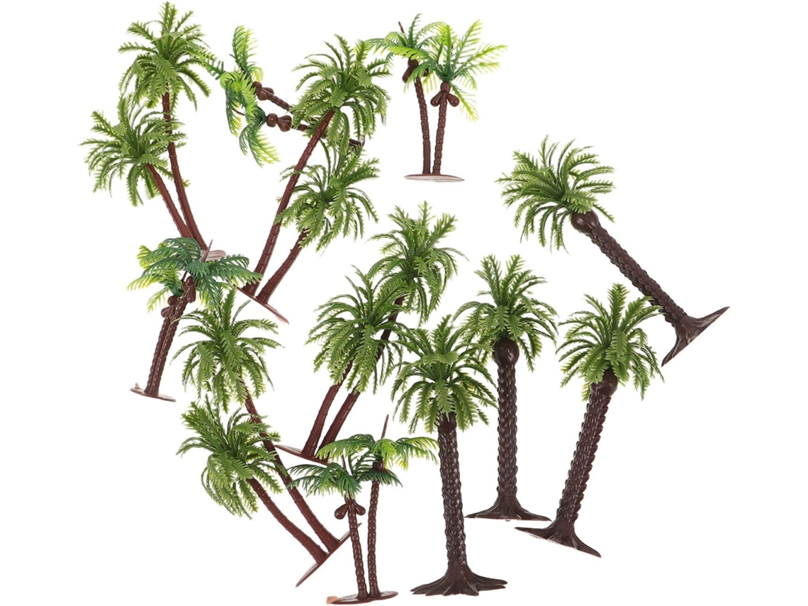 12 Mini Palmeras Artificiales De Resina Verde, Modelo Realista Para Micro Paisajes.