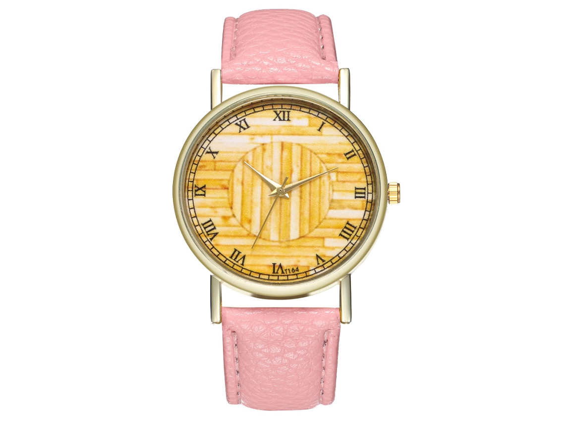Reloj De Muñeca Analógico De Cuarzo Con Dial Redondo Moda (rosa)