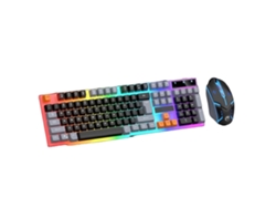 Teclado y ratón silenciosos para juegos con retroiluminación LED de 104 teclas, cable USB, blanco Everley891