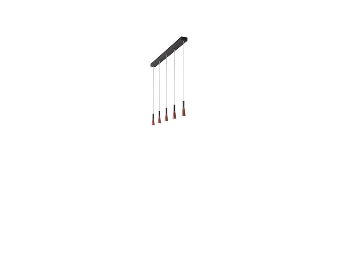 Lámpara de suspensión horizontal CONE Oro-rosa Negro 5x7W 3000K PERENZ
