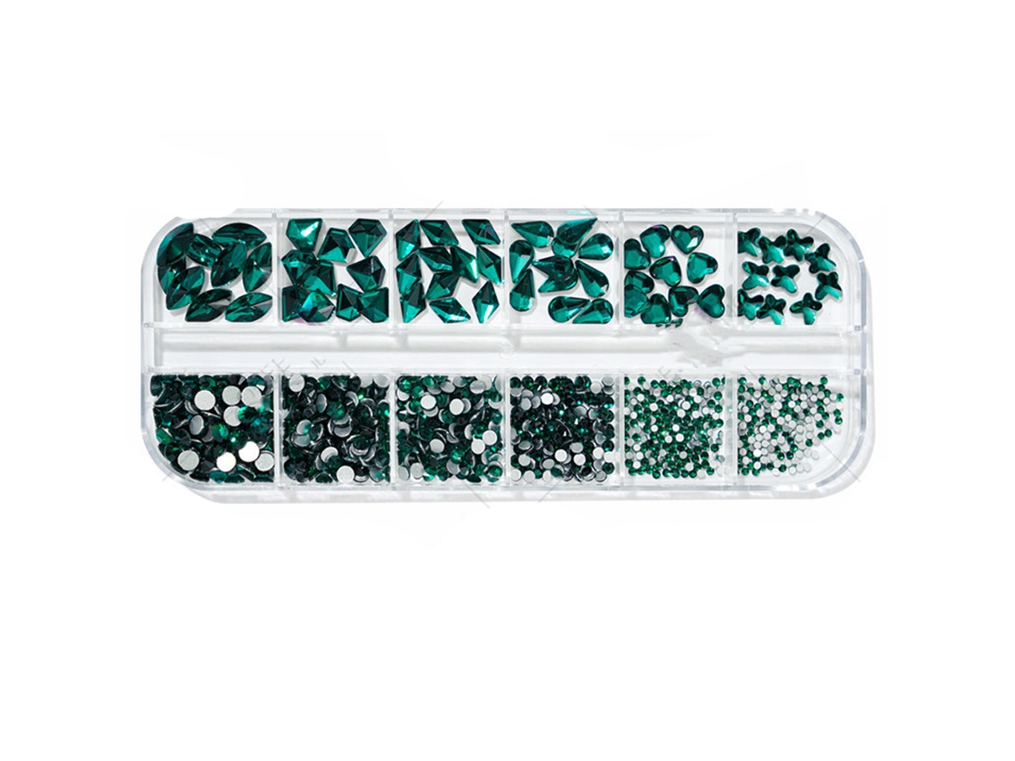Diamantes de imitación de cristal con parte posterior plana en varias formas para decoración de uñas. KOFIHETY