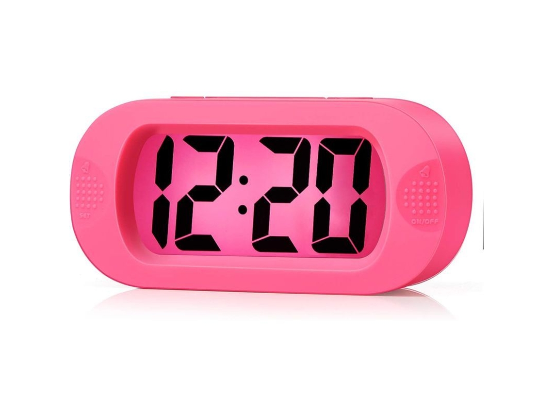 2026-reloj Despertador Digital Infantil Con Tapa De Silicona Pantalla Lcd Grande Snooze Luz Rosa
