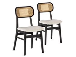 Pack de 2 Cadeiras Boira Preta com Tecido Ovelha e Rattan Sintético VS VENTA-STOCK