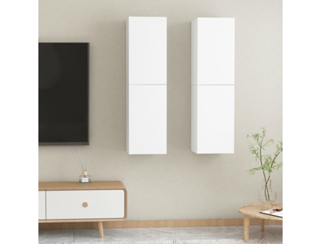 Conjunto 2 Mueble para la televisión VIDAXL Blanco Madera contrachapada (30.5x30x110 cm)