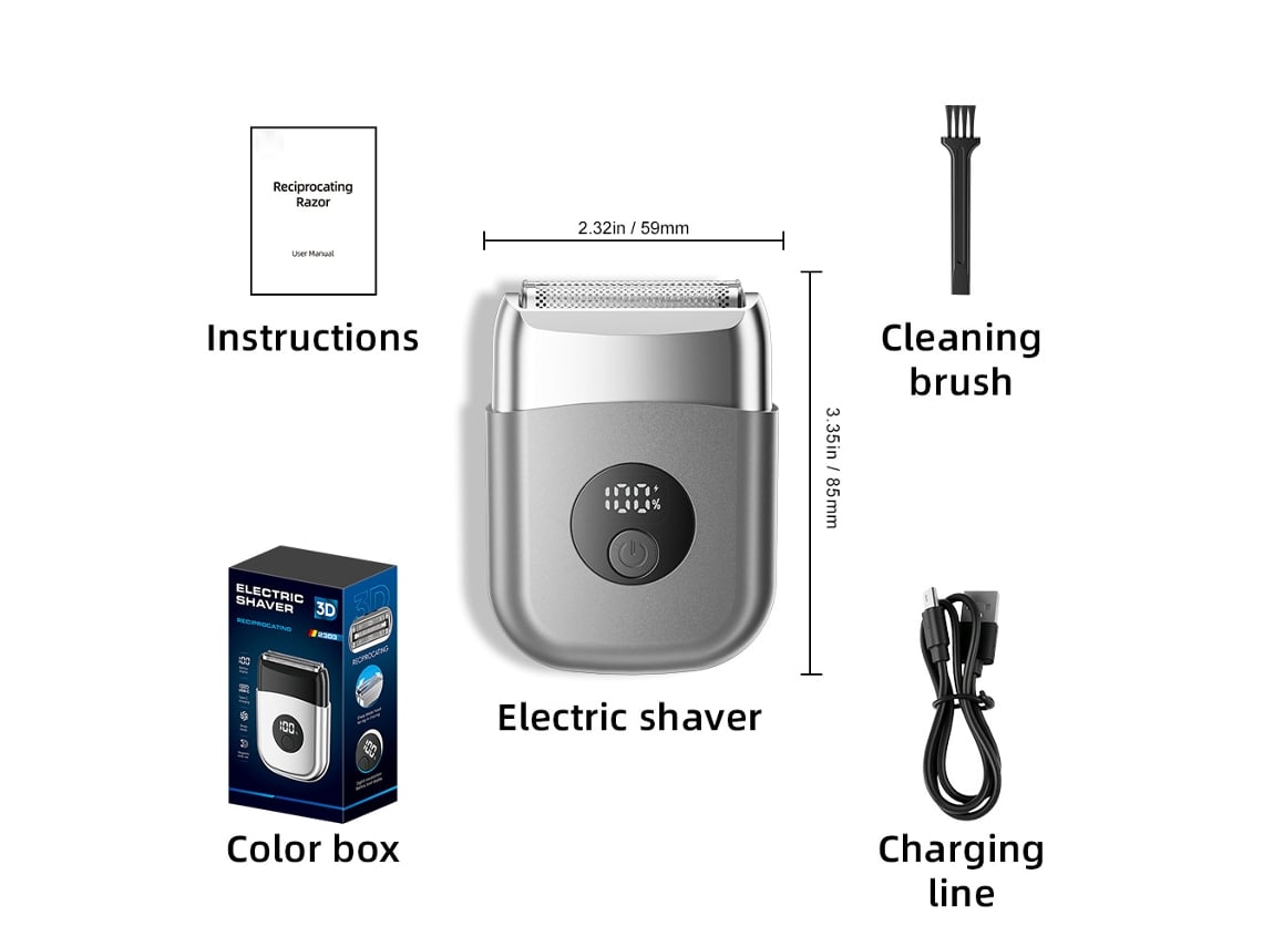 Afeitadora Eléctrica (color Gris Plomo), Lavable, Para Uso En Seco Y Húmedo, Recargable.