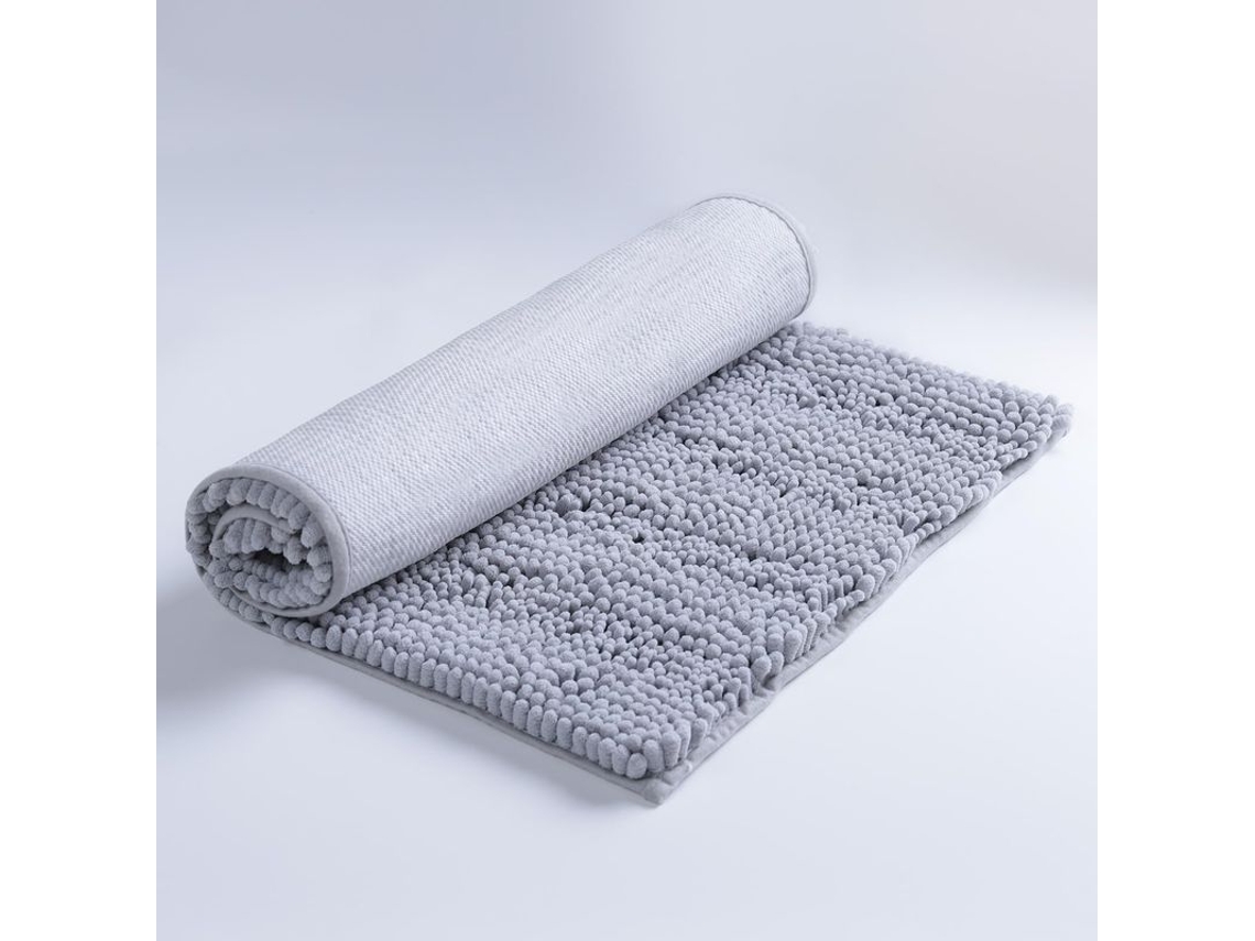Alfombrilla De Baño De Chenilla, Antiderrame, Absorbente, Lavable, Microfibra Gruesa, Gris, 50x80cm