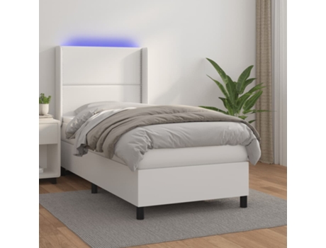 MAISON EXCLUSIVE Cama con Somier y Colchón Led 90X190Cm Cuero Artificial Blanco