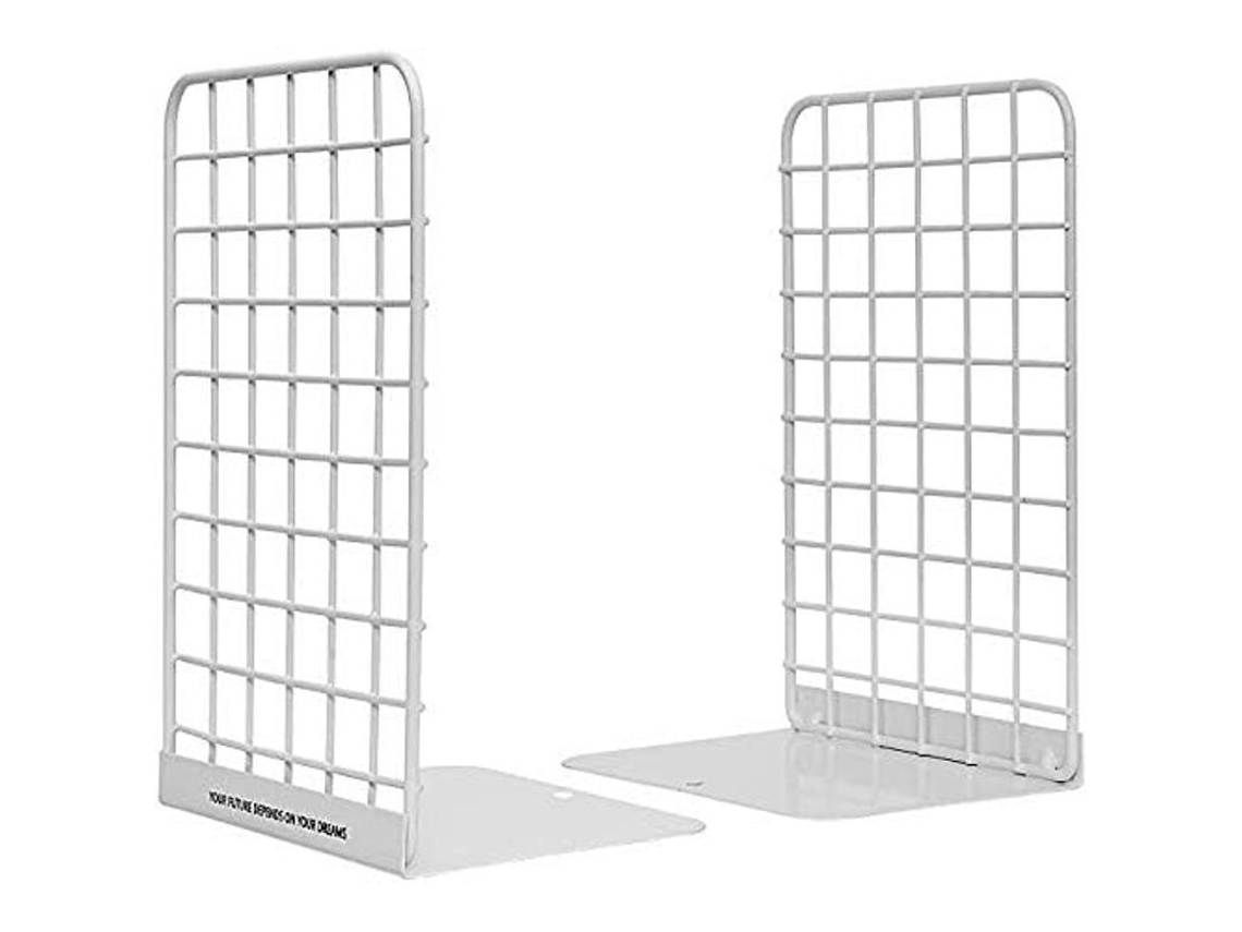 Sujetalibros De Metal, 1 Par, Diseño Geométrico Moderno, Grandes Y Resistentes, Blancos.
