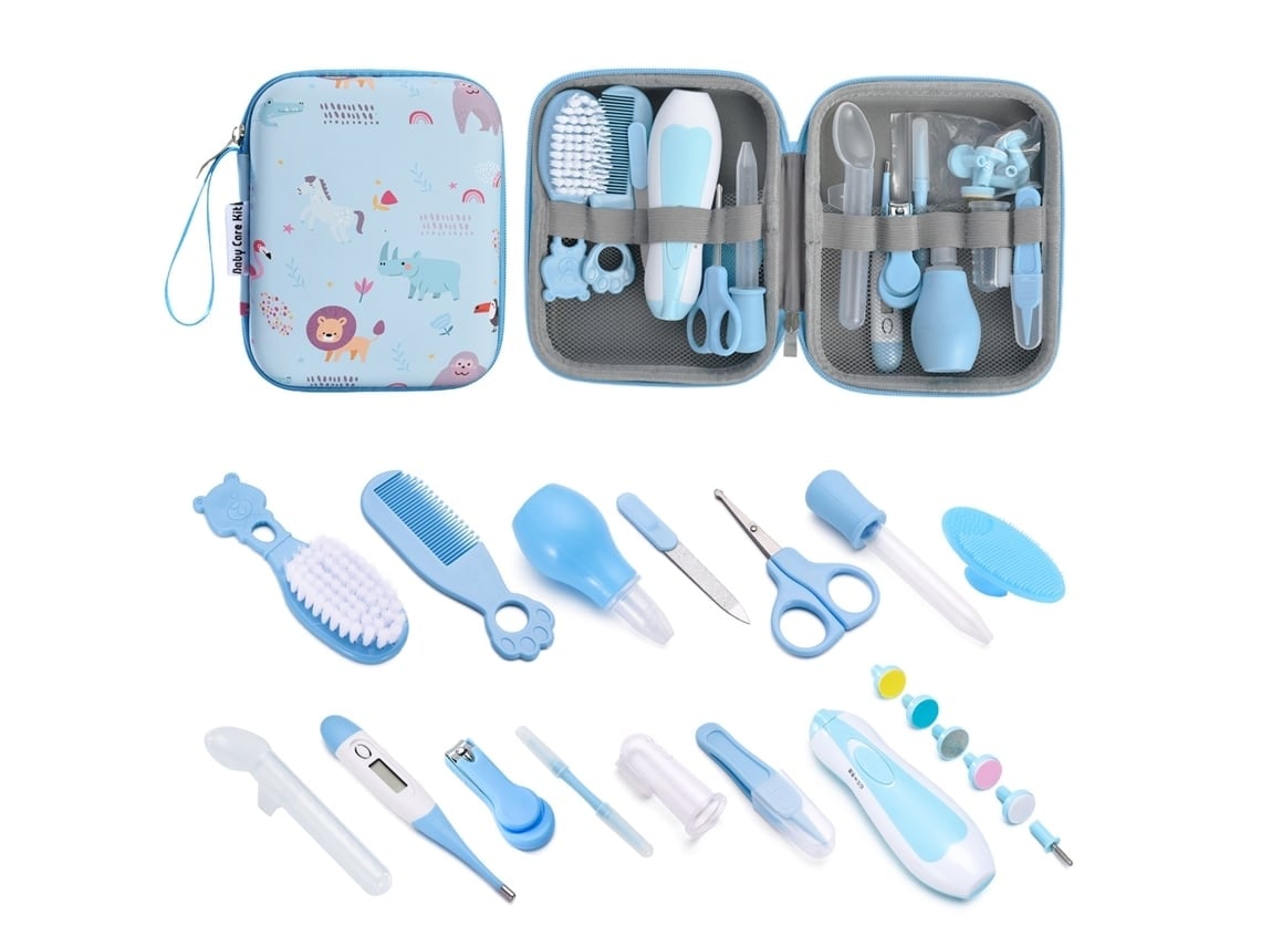 Kit De Cuidados Com O Bebê, Azul, 20 Peças, Com Proteção Eva, Portátil.