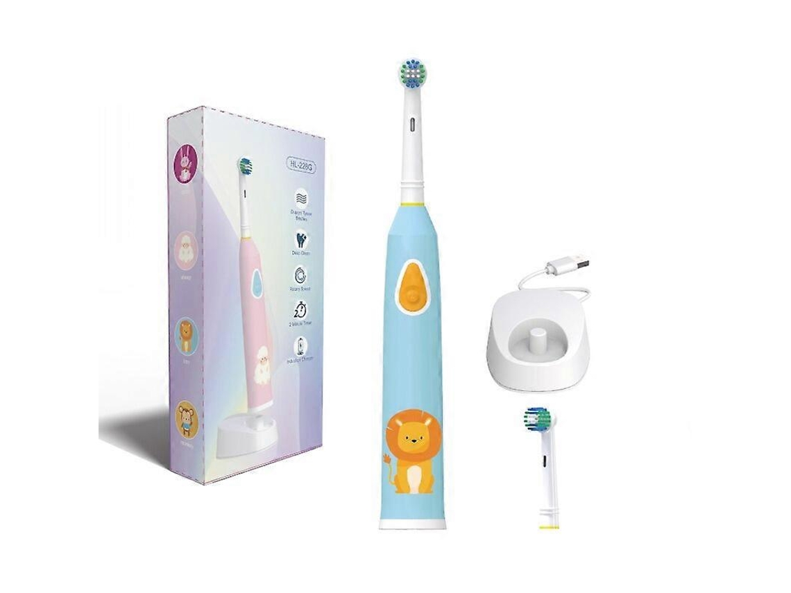 Cepillo de dientes eléctrico recargable para niños con cabezales giratorios y diseño de dibujos animados. Incluye 2 cabezales. Nostalgia88