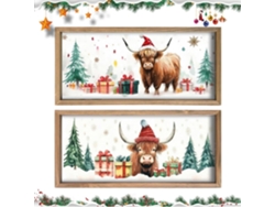 Decoraci N De Pared Las Tierras Altas Motivo Vaca 2 Piezas Impresi R Stica En Madera Para Cocina Dormitorio Sala Estar