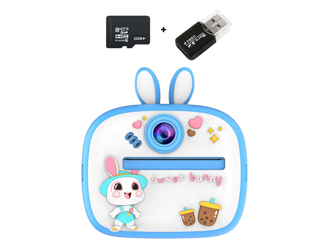 Cámara instantánea Eifson HD 1080p de 48 MP con pantalla IPS de 2,4 pulgadas y tarjeta de memoria de 32 GB (Blue Rabbit)