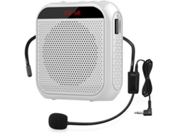(blanco) Megáfono Portátil Con Micrófono Con Cable, Auriculares Y Sistema De Amplificación Recargable.