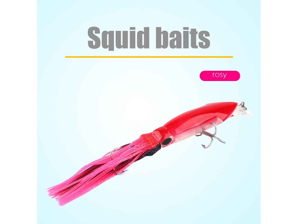 Danu26-señuelo De Calamar 24cm/40g Imitación Real Bait Anzuelo Doble Pesca Crankbait Lure Rosa Rojo