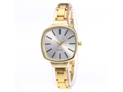 Reloj De Pulsera De Cuarzo Para Mujer Con Brazalete De Acero, Estilo Casual Y Moderno, Color Dorado.