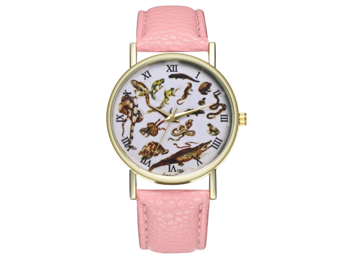 Reloj Analógico De Cuarzo Unisex Para Parejas Con Correa De Cuero Pu Rosa