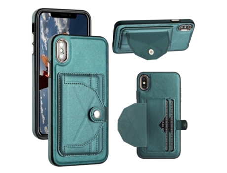 Funda Mobile Phone Cases Shockproof With Card para iPhone XS Max Piel Marrón