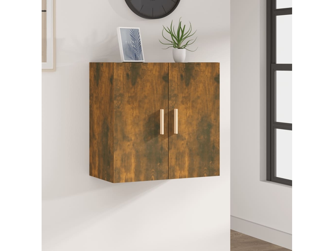 Armario de pared de 60x30x60 cm, madera de roble procesada ahumada.