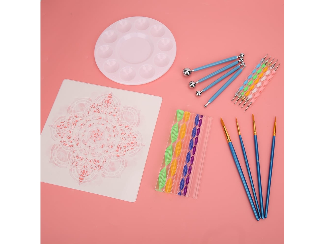 Kit De Herramientas De Pintura Diy De 26 Piezas Para Decoración De Uñas Y Manualidades Con Pinceles Y Moldes.