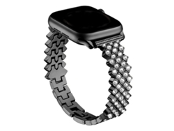 Correa XIAOMOYU de aleación de zinc negra con diamantes romboidales para Apple Watch de 46/49/45/44 mm