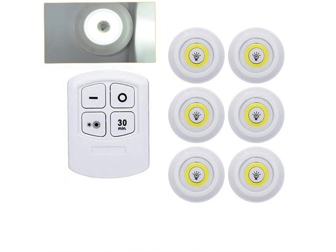 (luz Fría De 6 Piezas) Luz Nocturna Cobled Súper Brillante De 5 W Con Control Remoto Inalámbrico Y Regulador De Intensidad.