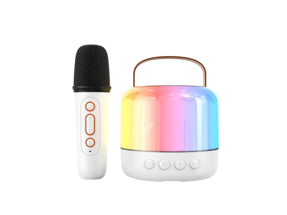 Altavoces De Mini Máquina De Karaoke Infantil, Estéreo Bluetooth Con 1 Micrófono Inalámbrico, Adecuado Para Regalo De Niña Y Niño, Blanco Gusshious