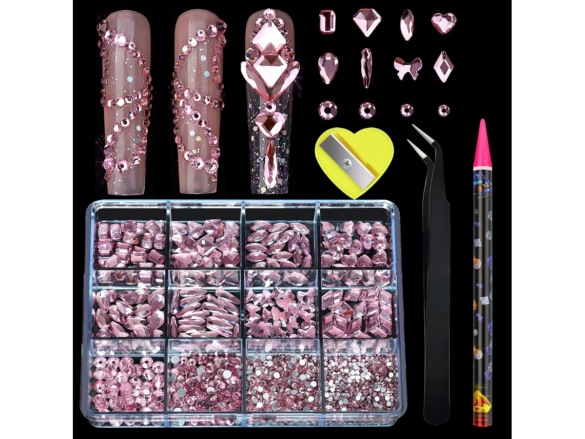 Pegatinas Para Uñas Con Cristales De Imitación Ab, 12 Formas Mixtas, Diseño 3d Plano.