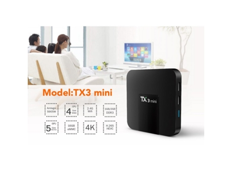 Box Smart Tv TX3 Mini Android 7.1 Amlogic S905W Decodificador de cuatro núcleos H.265 4K WiFi 1GB + 8GB Enchufe de la UE