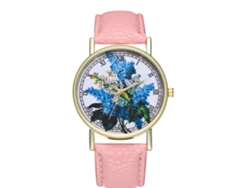 Elegante Reloj De Cuarzo Retro De Cuero Para Hombre Y Mujer T51-a Rosa