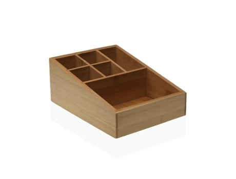 Organizador de Maquillaje Versa 16 x 8,8 x 21 cm Acero Bambú