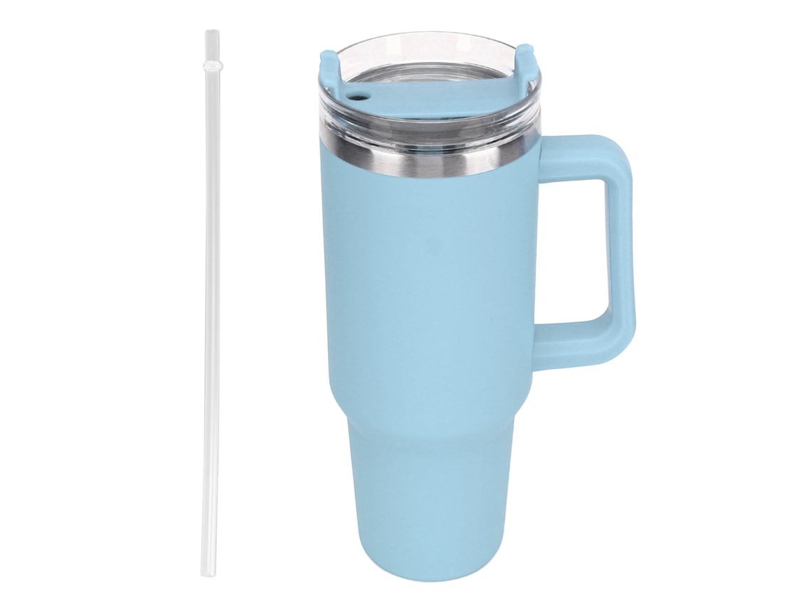 Copo De Viagem Inoxidável 40oz Isolado Com Canudo E Alça Para Frio E Calor