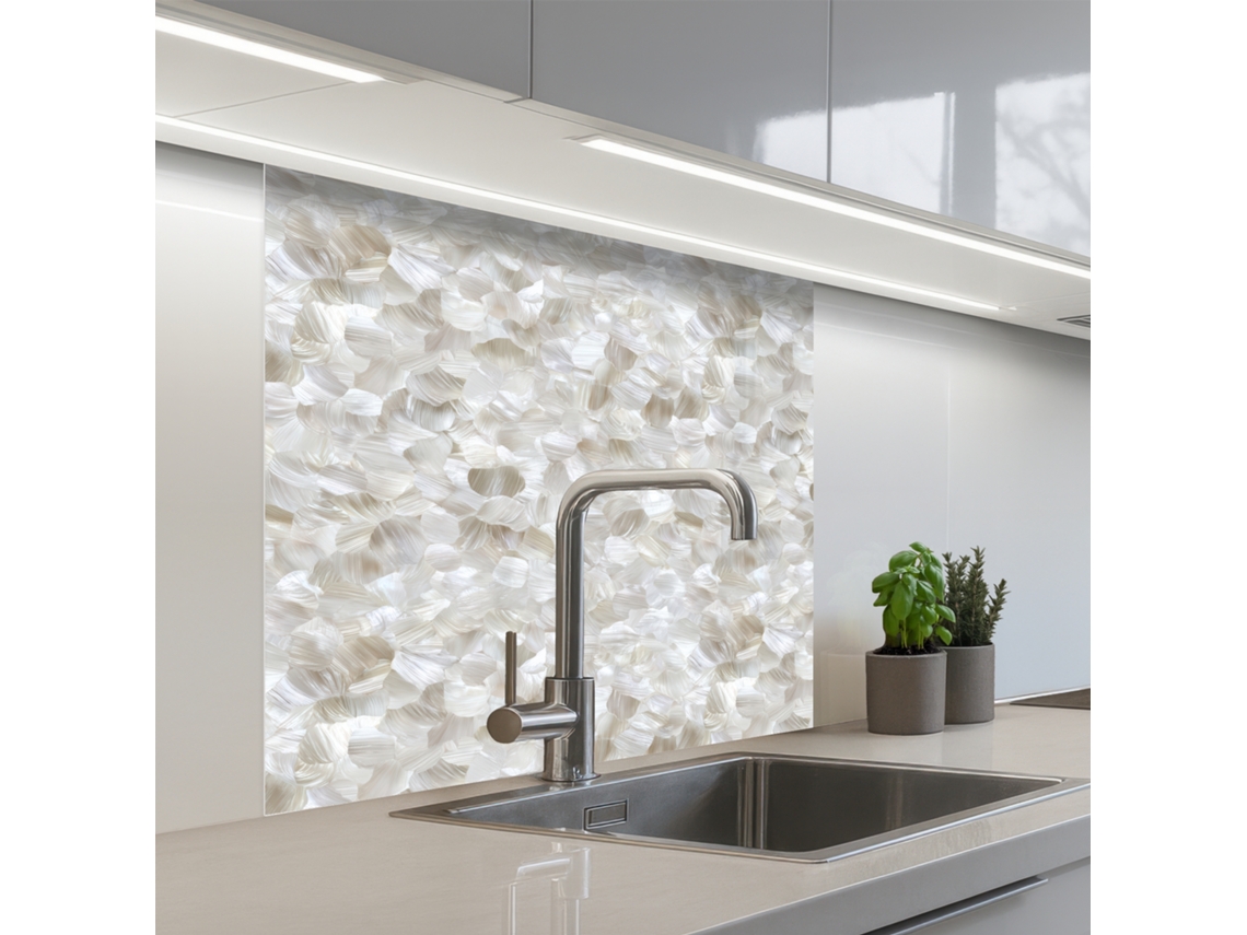 Salpicaderos De Cocina Blanco - Pinceladas - Efecto Relieve 80x80 Cm
