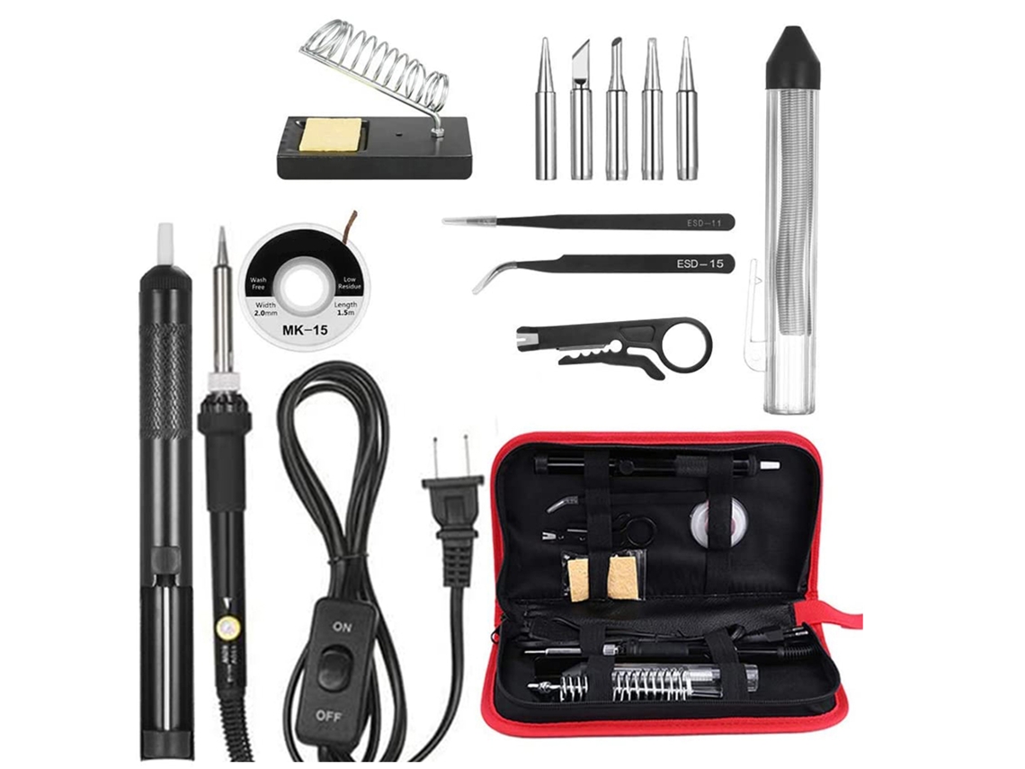 Kit De Soldador 14 En 1 Con Temperatura Ajustable, 60 W, Puntas Antiestáticas, Estuche Con Accesorios Electrónicos.