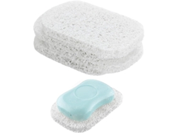 Juego de 4 jaboneras MDUG blancas con drenaje automático 7,4x11,4 cm
