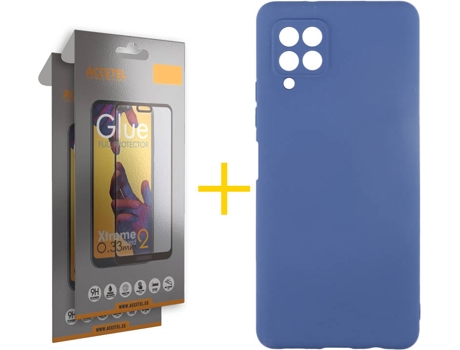Kit Funda + Protector de Pantalla Samsung A12 5G ACCETEL Cristal Templado 4300 Azul