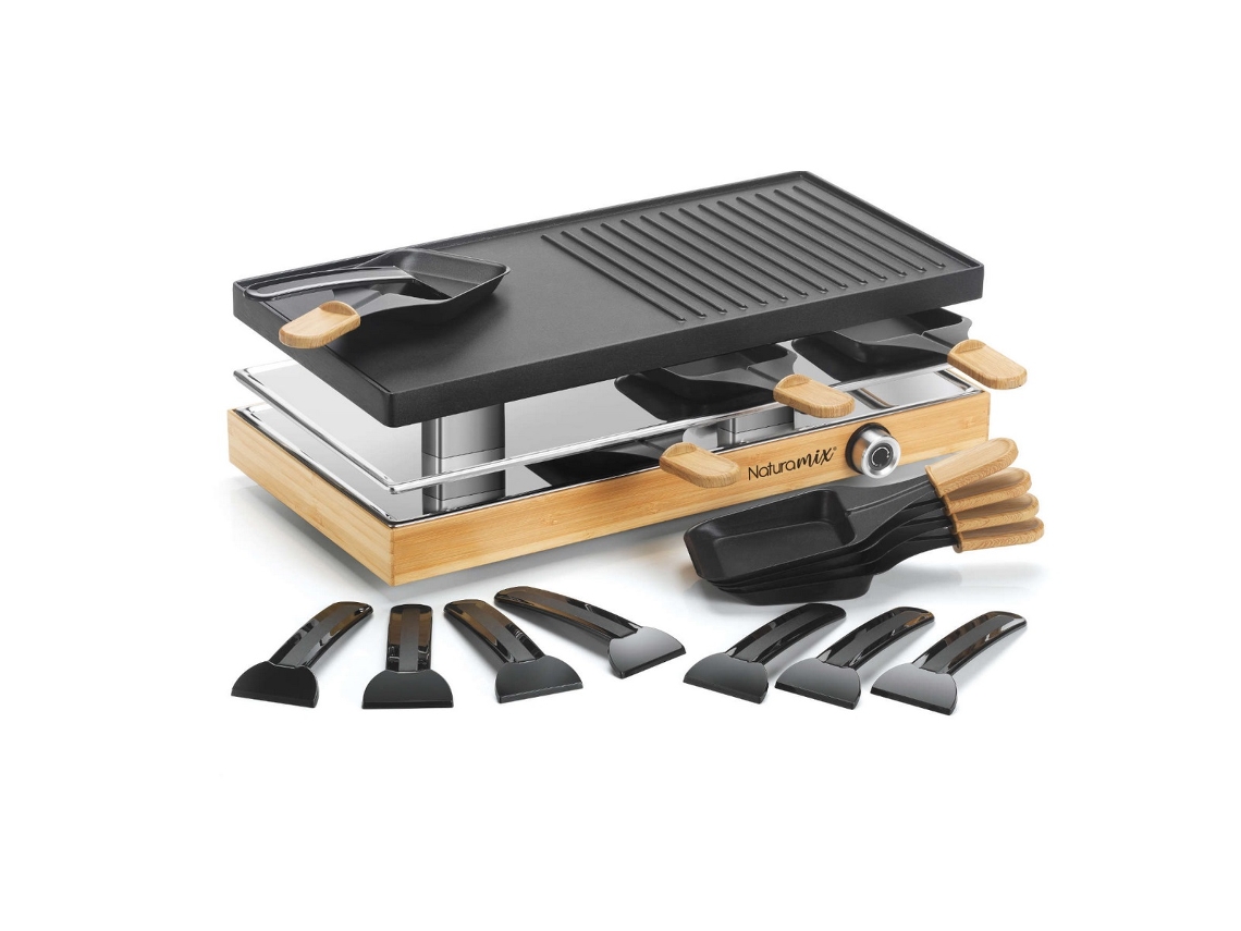 Raclette/grill.8pers.8sartenes.12 RAC.WOOD-8 - NATURAMIX