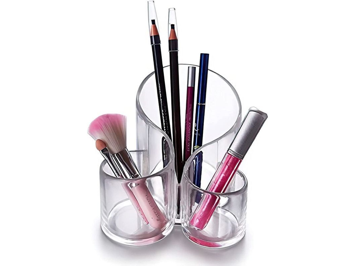 Organizador De Brochas De Maquillaje De Acrílico Transparente Con 3 Compartimentos Para Guardar Cosméticos.