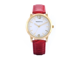 Reloj De Pulsera Analógico De Aleación Con Correa De Cuero Sintético, Elegante Estilo Rojo.
