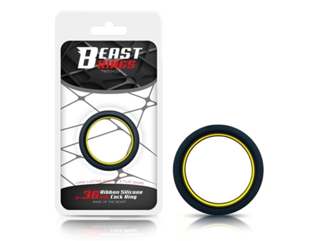 Anillo para El Pene 100% Silicona Sólida 3.6 Cm Amarillo Y Negro BEAST RINGS