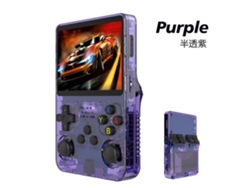 Consola de juegos portátil con joystick estilo arcade retro, 64 GB, una ranura SIM, negro transparente, R36s YUNZII