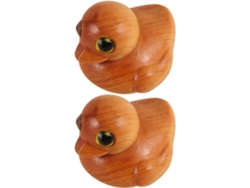 Juego 2 Figuras Patos Talladas Madera Hechas Decoración Natural Escritorio Esculturas Animales Miniatura
