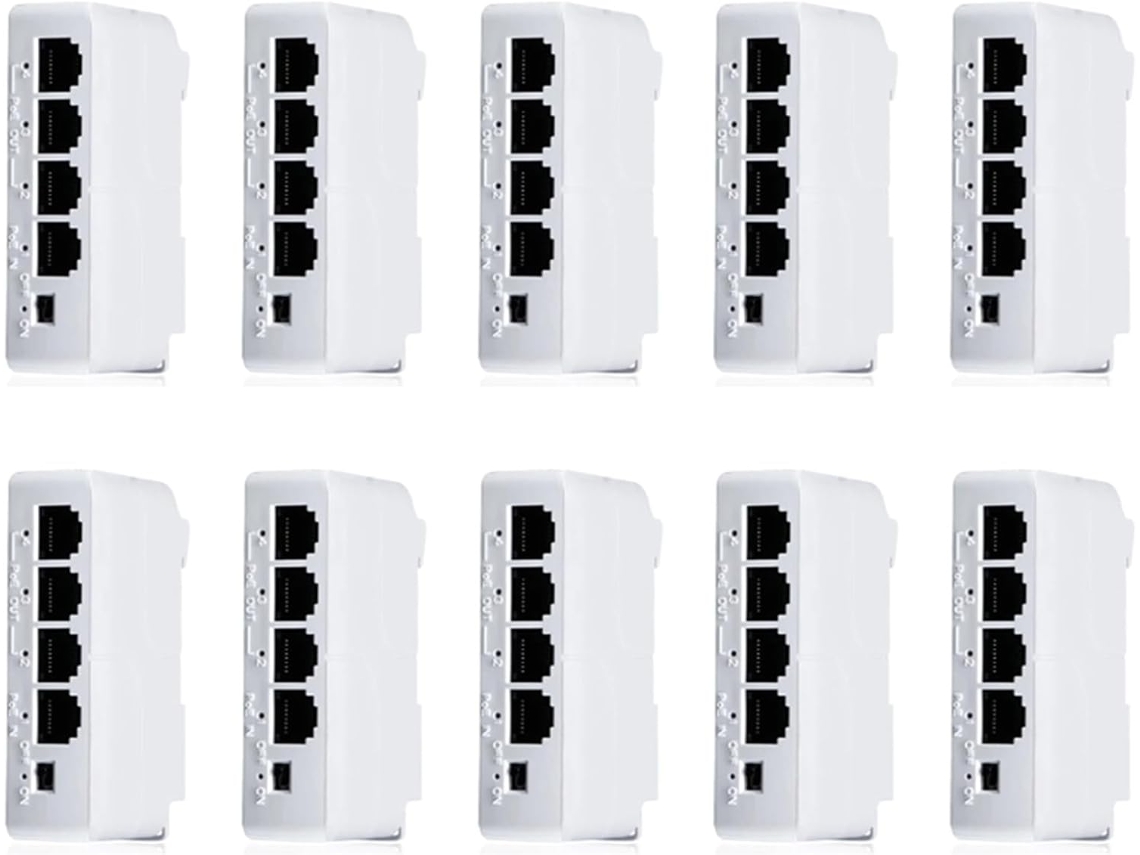 10 Piezas De Extensor En Cascada Pasivo Poe De 4 Puertos De 1 A 3 Ieee802 3af